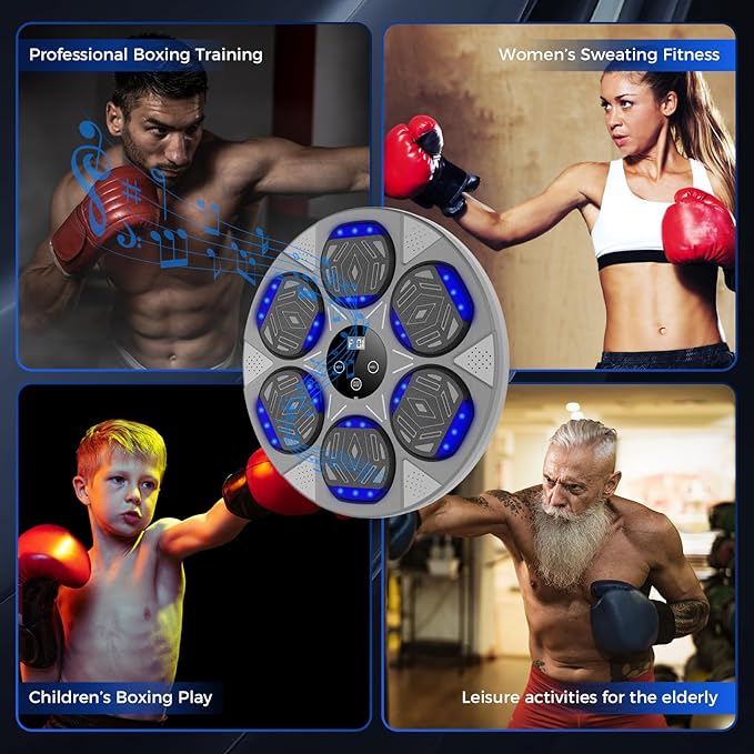 Music Boxing Machine, Boxing Wall Mount Machine for Kids Adult, Bluetooth Smart Boxing Traineing Machine with Boxing Gloves, Boxing Workout Equipment Target for Home, Office, Gym (Upgrade)