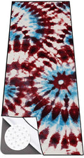 Colorful Star Large Yoga Towel with Corner Pockets, Non Slip Grip Dots Sweat Absorbent Hot Yoga Mat Towels, Yoga Blankets with Travel Bag, Mat Cover for Workout, Gym, Fitness - 74"x26", Bold Tie-dye