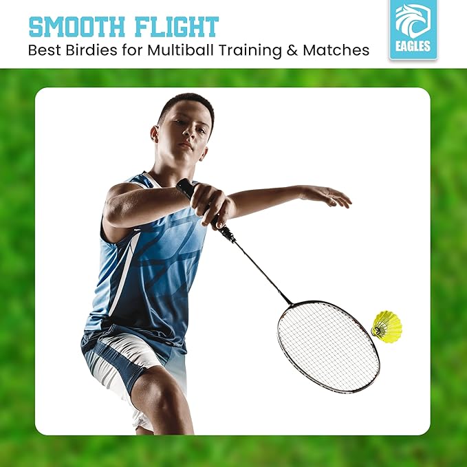Badminton Birdies - Plastic Bedminton Shuttlecocks White or Yellow for Baseball/Softball Batting Training - Backyard Sports Games Shuttle Balls for Indoor and Outdoor Matches
