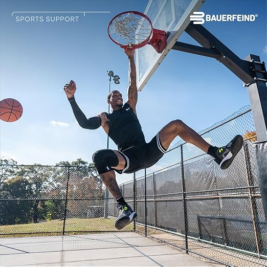 Bauerfeind Sports Knee Support NBA - Officially Licensed Basketball Knee Brace - Relief and Stabilization - Targeted Compression - Lightweight & Durable - Black, Medium