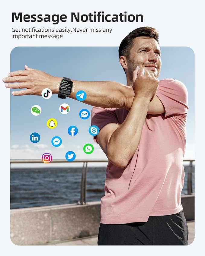 Parsonver Smart Watch, 5ATM Waterproof Watch for Swimming, Fitness Activity Tracker with 110+ Sports Modes, Heart Rate/Sleep/SpO2/Calories Monitor, Pedometer, Fitness Watch for Android & iPhone, Black