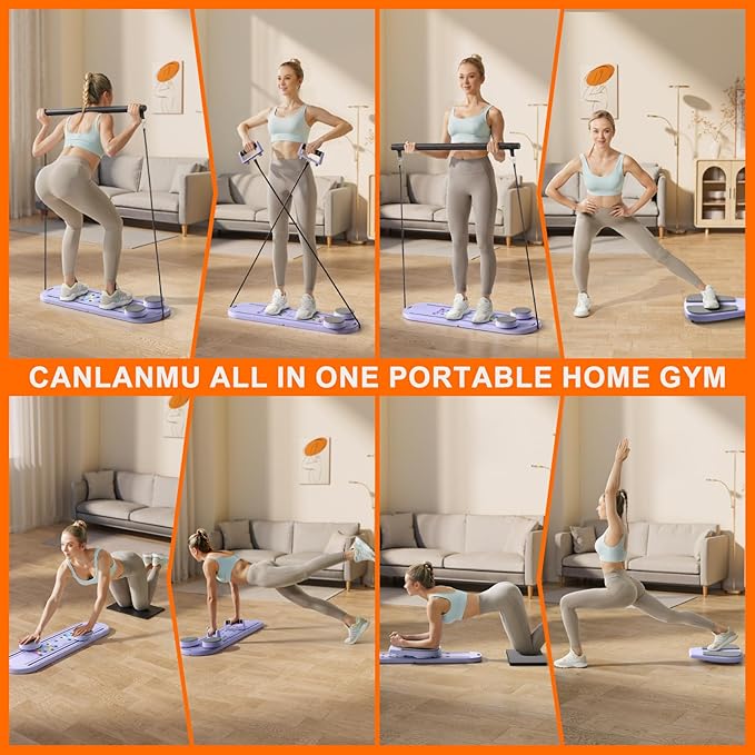 Pilates Board,Pilates Reformer Sets, Multifunctional Abdominal Pilates Board for Home Workout Equipment, Portable Foldable Ab Board Trainer Pilates Exercise Machine,Pilates Board for Women