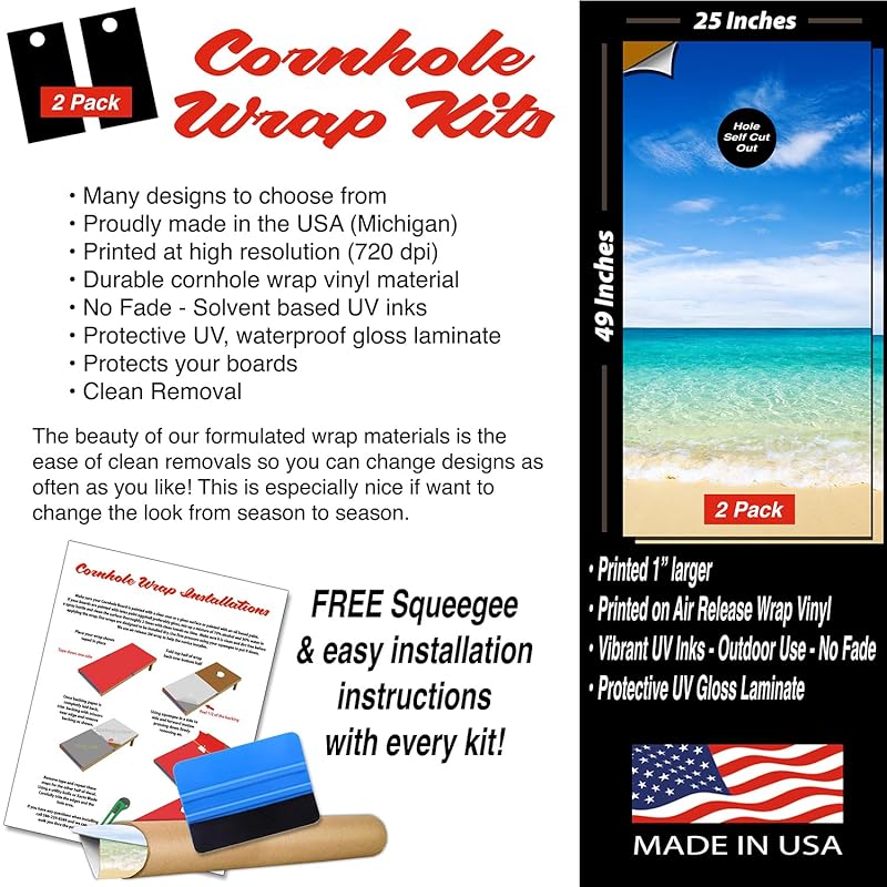 Cornhole Board Wraps 529 - Mr. & Mrs. Wood Wedding Cornhole Game Graphic Decals - Includes Application Squeegee - Set of (2) 25" x 49" Wraps with Gloss Laminate