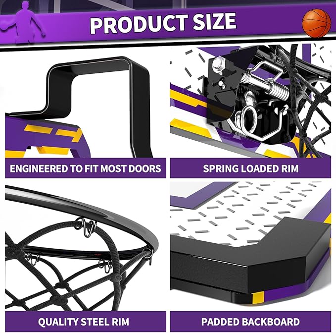 Doloowee Basketball Hoop Indoor for Kids, Mini Basketball Hoop with 4 Balls, Basketball Toys for 3 4 5 6 7 8 9 10 11 12 Year Old Boys