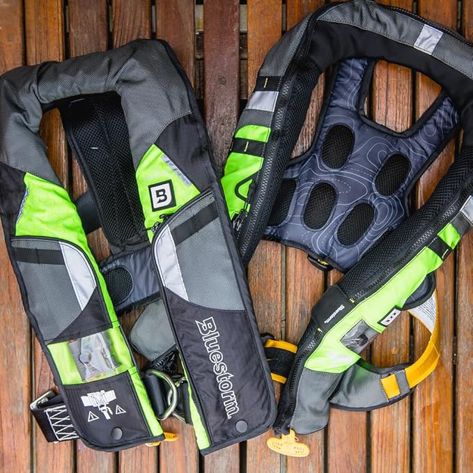 BLUESTORM Stratus 35 Inflatable Life Jacket PFD for Adults | US Coast Guard (USCG) Approved Automatic Self Inflating Life Vest Preserver with Manual Ripcord
