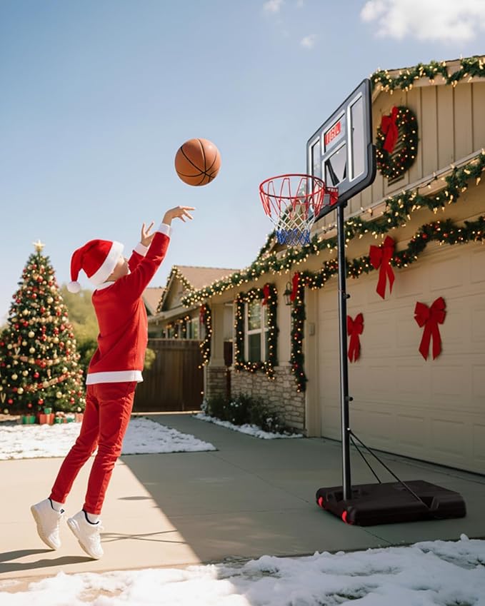 IGL Portable Basketball Hoop, 10ft Height Adjustable Basketball Goals Outdoor, 44 Inch Shatterproof Backboard Basketball Goal System for Backyard, Driveway, Court