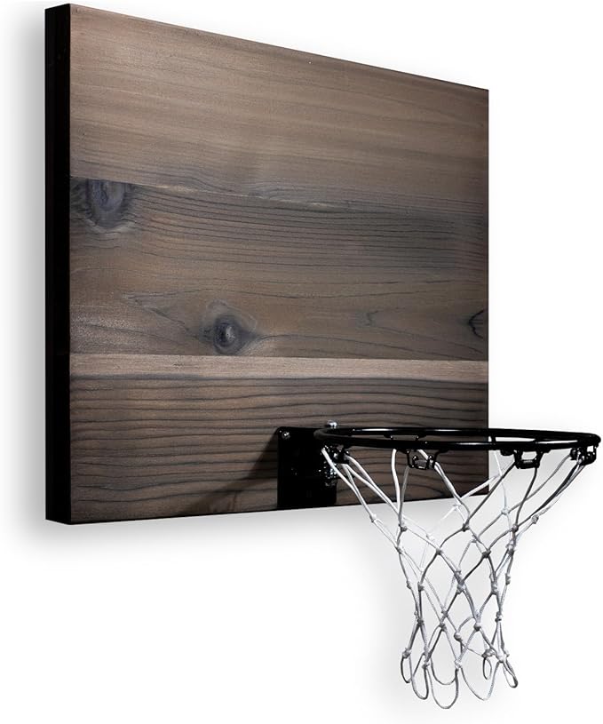 Elite Mini Basketball Hoop & Ball Set, Wall Mount, Indoor Made in The USA Cedar Backboard. Includes 9” Hoop, Net, Pump & 5 Mini Basketballs.