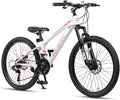 Glerc 20 24 Inch Kids Bike, Kids Mountain Bike for Boys and Girls Ages 6-14, 21-Speed Skyline Bicycle with Front Suspension and Disc Brakes, Multiple Colors