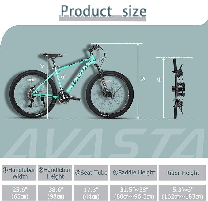 AVASTA AV300 26 27.5 inch Mountain Bike with 21-Speed，Aluminum Frame, Dual Disc Brake, Comfortable Saddle,Multiple Colors