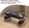 Fitvids Step Aerobic Platform, 31" Exercise Step with 3 levels Adjustable Height, 4 Stackable Risers, Fitness Training Workout Stepper for Home Gym, Cardio Strength, Black & Pink