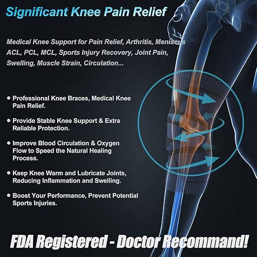 NEENCA Knee Braces for Knee Pain Relief, Compression Knee Sleeves with Patella Gel Pad & Side Stabilizers, Knee Support for Weightlifting, Running, Workout, Arthritis, Meniscus Tear, Men Women. ACE-53