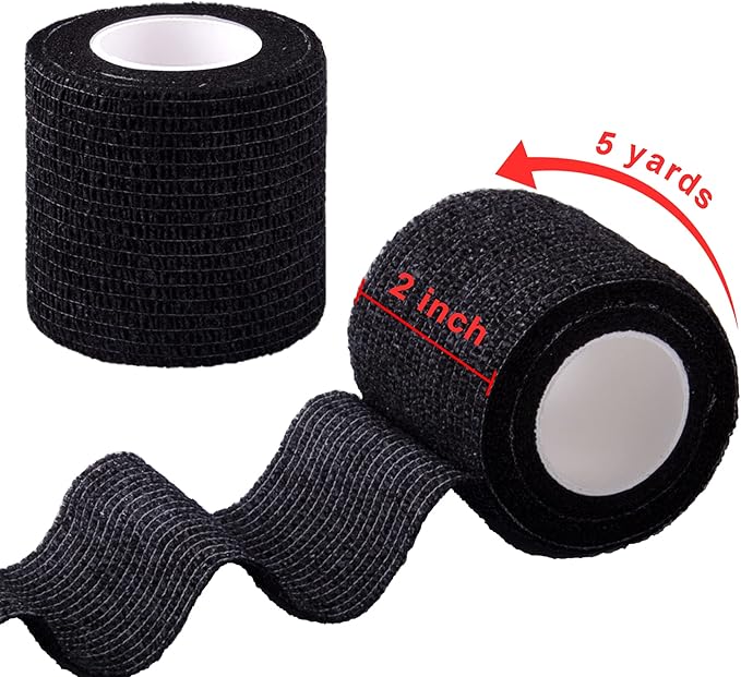 BQTQ 30 Rolls Self Adherent Wrap Stretch Bandages Self Adhesive Bandage Wrap 2 inch Self Stick Bandage Wrap Tape for Wrist Ankle Swelling Sprains (Black)