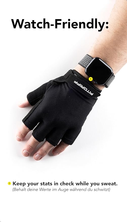 Fitgriff® Workout Gloves (Padded) for Men & Women - Fingerless Gym Gloves for Weight Lifting, Training - Full Palm Protection, Size : 5