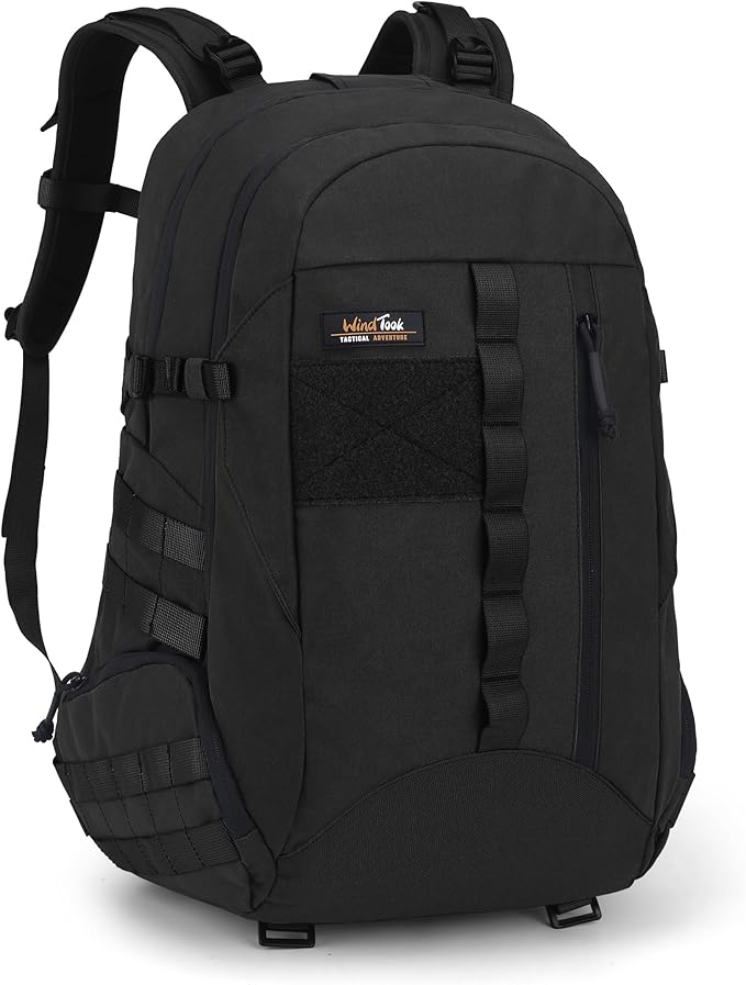 WindTook 30L Military Tactical Backpack for Men and Women,Molle Hiking daypacks Assault Pack 3 Day Bug Out Bag for Camping Travel Army Hunting Gym Rucksack Survival (Black)