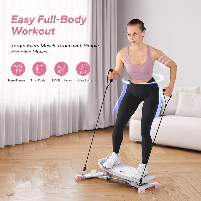 MERACH Balancing Machine for Full Body Workout, Sliding Ski Simulator with Resistance Bands, 300 LBS Loading Capacity Exercise Workout Equipment for Women﻿(Black)