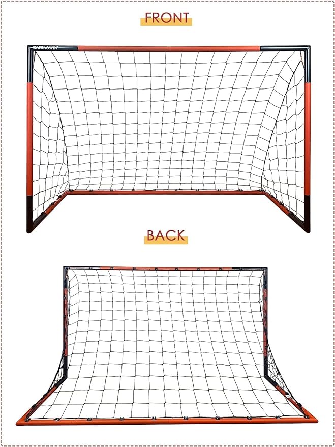 KAIHAOWIN Soccer Goal 3'x2.5'|6'x4'|8'x6'|10'x6.6'-Steel Frame Goal Post All Weather Soccer Net-Quick Assembly Training Sports Soccer Goals for Backyard Indoor Outdoor-Heavy Duty Metal Soccer Goals
