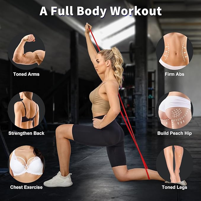 Pull Up Assistance Bands Set 5 LBS - 230 LBS, Long Resistance Bands for Pull Ups Working Out, Gym Workout Bands for Men Exercise Muscle Training and Shape Body - Carry Bag Included