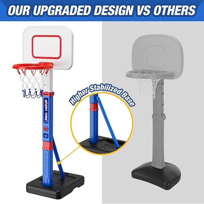 Toddler Basketball Hoop, 55" Height Adjustable Basketball Hoop for Kids 1-3 3-5, Kids Basketball Goal, Indoor Outdoor Sport Toys Christmas Birthday Gifts for Baby Boys Girls