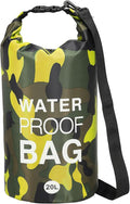 Waterproof Dry Bag, 20L Fit for Women Men Water Proof Bags Lightweight Dry Storage Floating Backpack with Whistle for Travel Boating Kayaking (Yellow Camouflage)