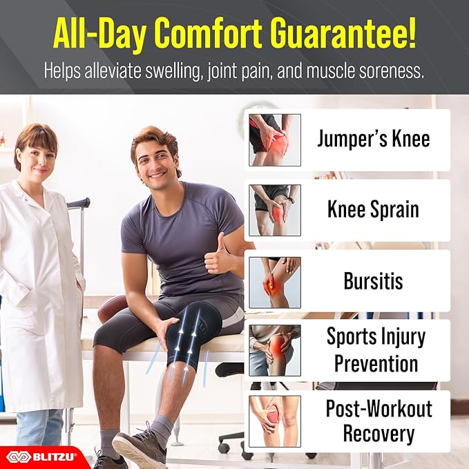 Knee Brace for Women & Men, 2 Pack Compression Knee Brace, Knee Support Sleeve for Pain Relief, Running, Workout, Sports, Knee Braces for ACL, Meniscus Tear, Arthritis and Injury Recovery Jet Black M