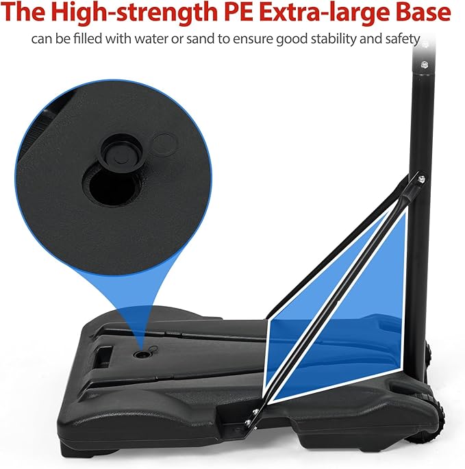 Basketball Hoop Outdoor 10FT Height Adjustable, Portable Basketball Goals & Hoops with PC Backboard and Large Water/Sand Base, Indoor Outdoor Basketball Hoop for Kids Youth Adults Backyard Driveway
