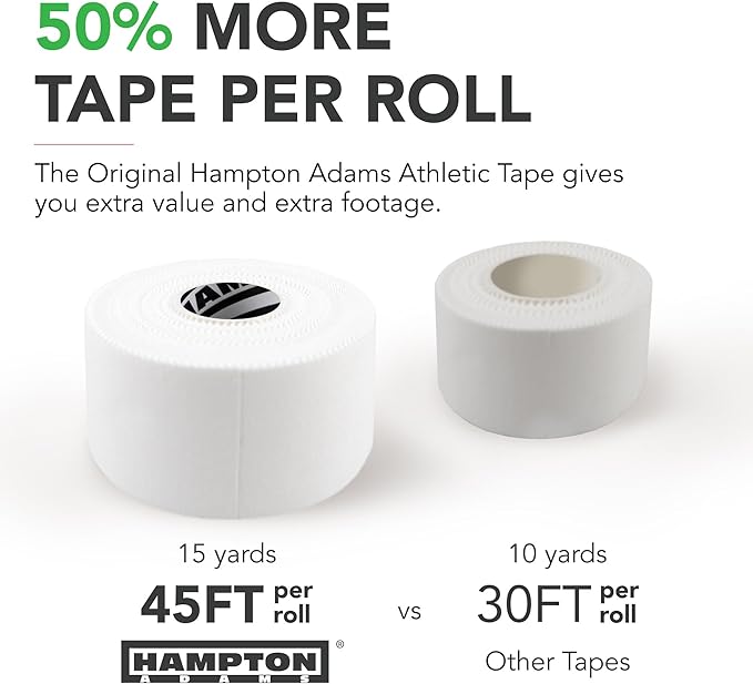 Hampton Adams | Official BJJ Partner | As Seen on Shark Tank | Bulk Athletic Sports Tape (32-Pack, 45ft) | Easy Tear & No Sticky Residue | Strong Support for Athletes Trainers Injury Wraps
