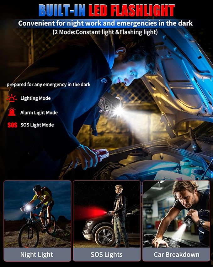 Tire Inflator Portable Air Compressor Cordless Tire Air Pump for Car 150PSI Mini Smart Inflator Fast Inflation and Auto Shutoff with Digital Pressure Gauge LED Light USB Port for Bike Motorcycle Ball