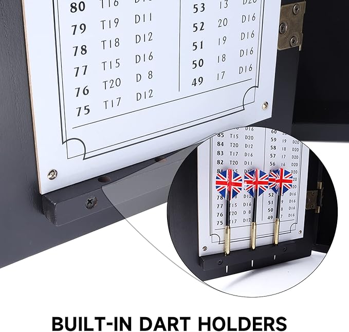 GSE Games & Sports Expert Professional Solid Wood Classic Official Size Dartboard Cabinet with Dart Scoreboard for Game Room. Dartboard & Darts Not Included