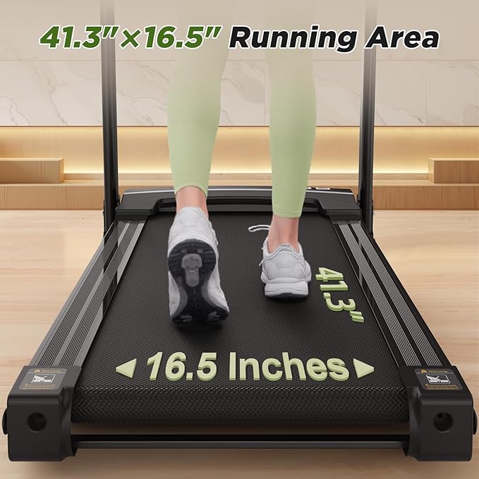 FYC Folding Treadmill for Home - Portable Walking Treadmill with Incline, Handles & App, Dual Shock Absorption, Bluetooth Speakers, 330lbs Capacity, Easy Fold Design