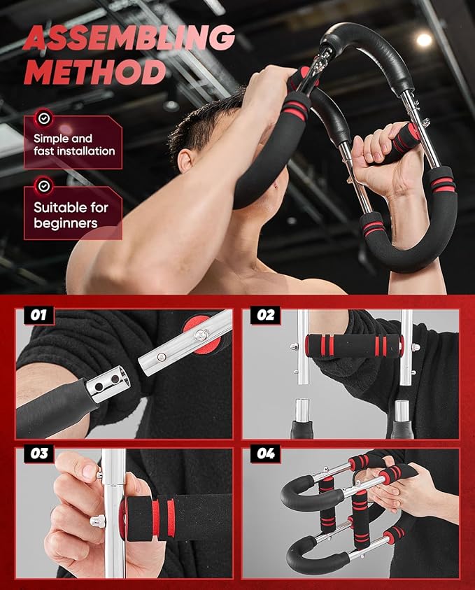 Saker Twister Arm Trainer, PowerTwist Arm Trainer, Adjustable Forearm Strengthener, Arm Exercise Equipment, Chest Workout Equipment, Portable Spring Resistance for Home Gym Equipment