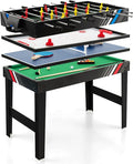 Giantex 4-in-1 Multi Game Table, 49 Inch Combination Game Tables with Adult Size Foosball Table, Slide Hockey Table, Ping Pong Table, Pool Table, Combo Game Table Set for Indoor Home, Game Room