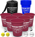BucketBall | Team Color Edition | Combo Pack (Maroon/Navy Blue): Original Yard Pong Game: Best Camping, Beach, Lawn, Outdoor, Family, Adult, Tailgate, Jumbo, Giant Game