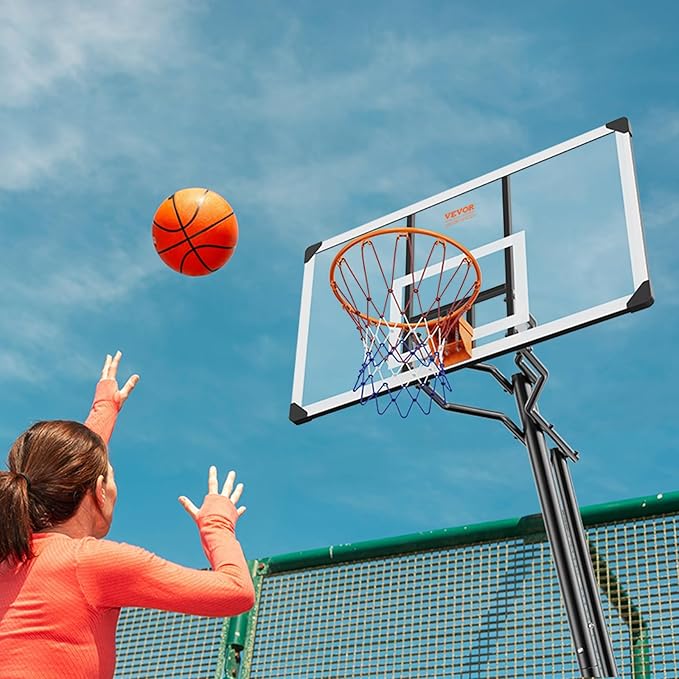 VEVOR Basketball Hoop/Rim, Adjustable Height Portable Backboard Court, Basketball Goal, Mobile Stand with Wheels Weighted Base, Youth&Adults, Outdoor/Indoor