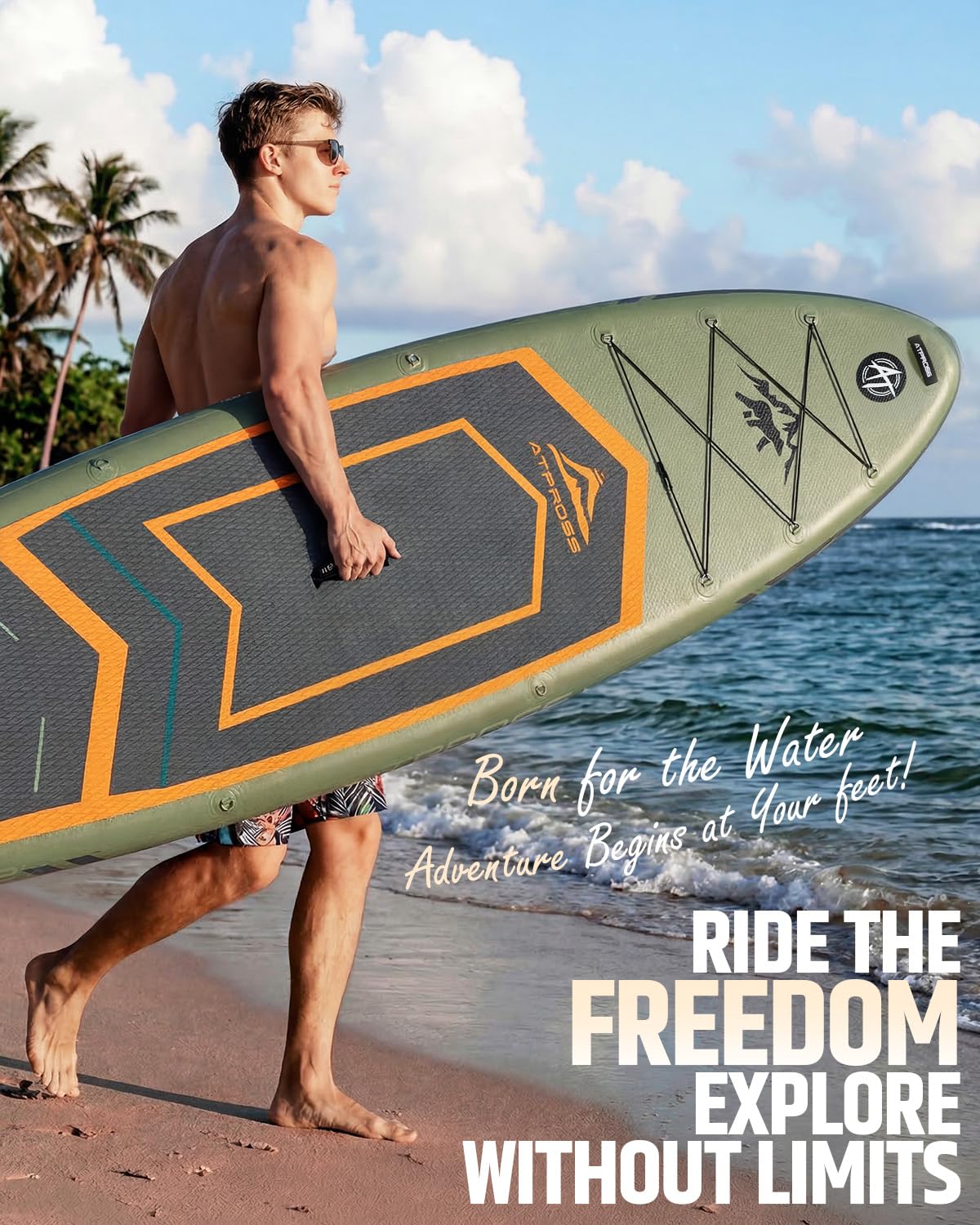 ATPROSS 12'x36 Inflatable Stand Up Paddle Board with Seat, 500lbs Wide SUP