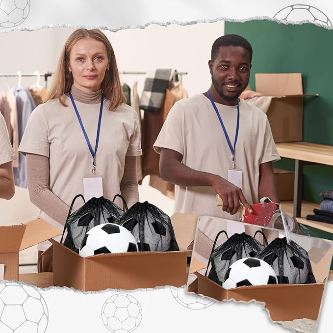 6 Pack Operation Deflated Christmas Soccer Ball with Pump for Child,Items Bulk Deals Soccer Balls,Classic Soccer Balls with Mesh Sport Bag Pump Needle for Shoebox Gift Fillers Charity Donations