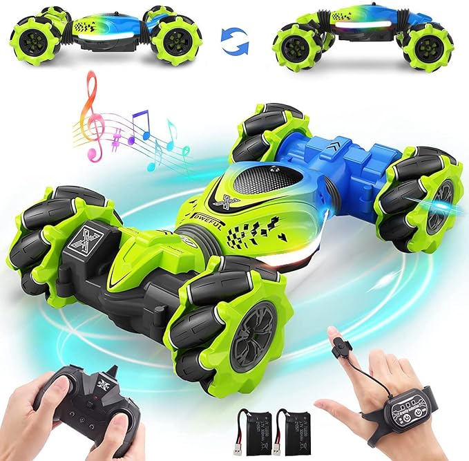 Dysaim Gesture RC Car Hand Controlled Stunt Car for 6-12 yr Boys Girls, 2.4GHz Remote Control Gesture Sensor Toy Drift Twist with Light Music for Kids Birthday Xmas Gift