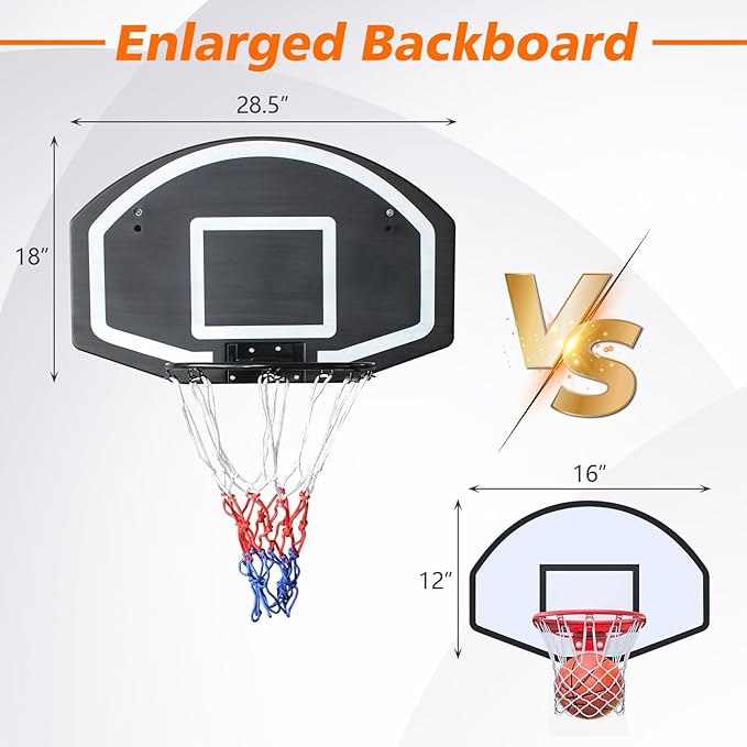 Wall Mounted Basketball Stand 28.5 x 18 Inch Shatterproof Backplate Folding Durable Basket and All-Weather Mesh Construction for Indoor and Outdoor Use