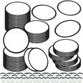 100PCS Foldable Flying Disc Fans with Bags, 9.8'' DIY Handheld Black Egde Fabric Folding Fan for Outdoor Game Activities Birthday Party Favors Gifts, White
