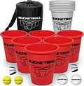 BucketBall | Team Color Edition | Combo Pack (Red/Silver): Original Yard Pong Game: Best Camping, Beach, Lawn, Outdoor, Family, Adult, Tailgate, Jumbo, Giant Game