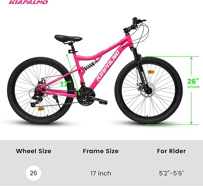 26 Inch Mountain Bike Dual Suspension for Mens Boys, 21 Speeds Steel Women Girls Mountain Bike Summer Travel Trip, Disc Brakes Adult Teens Sport Men Women Bicycle for Trail Commuter City Road