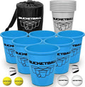 BucketBall | Team Color Edition | Combo Pack (Light Blue/Silver): Original Yard Pong Game: Best Camping, Beach, Lawn, Outdoor, Family, Adult, Tailgate, Jumbo, Giant Game