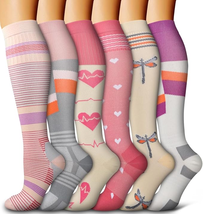 6 Pack Copper Compression Socks for Women and Men Circulation-Best Support for Medical, Running,Nursing,Athletic