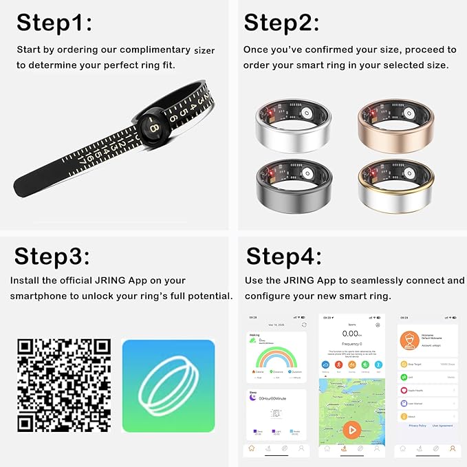 Loluka Smart Ring with Heart Rate Monitor Fitness Ring Fitness Tracker Step Tracker Sleep Monitor Health Tracking No Subscription Fee for Android iOS Black 9