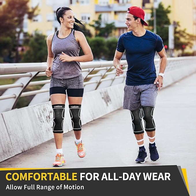 CAMBIVO 2 Pack Knee Brace, Knee Compression Sleeve Support for Men and Women, Knee Pads for Running, Hiking, Meniscus Tear, Arthritis,Joint Pain Relief (Slate Blue,X-Large)