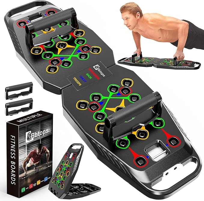 Push UP Board, Pilates Bar & Fitness Accessories, 25 in 1 Foldable Push up Bar at Home Gym, Workout Exercise Professional Push Up Strength Training Equipment for Man and Women