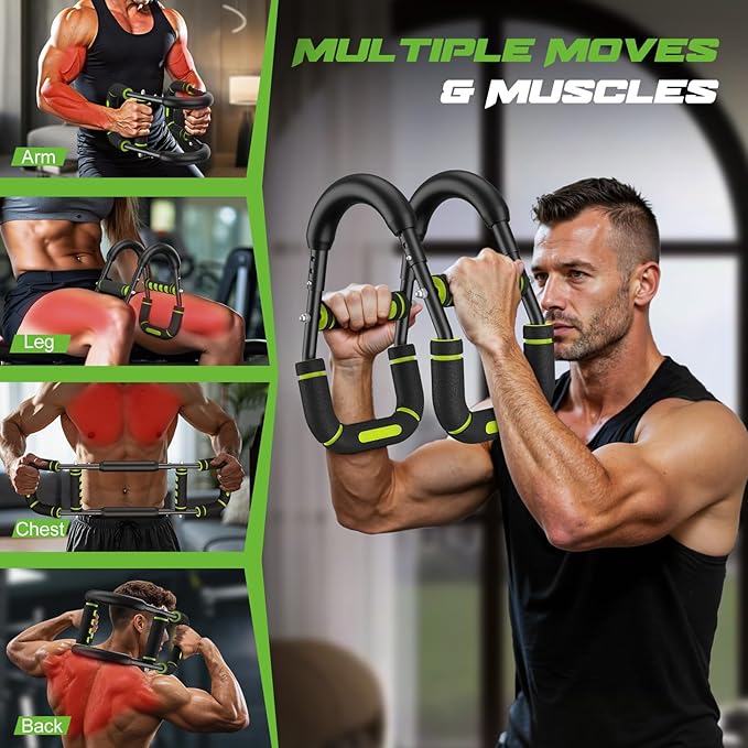 Twister Arm Trainer for Men, Chest Workout Equipment 5-Level Adjustable (40-130lb) with Ergonomic 27° Targets Biceps/Clip/Thigh, Portable Exerciser for Home Gym Travel Fitness