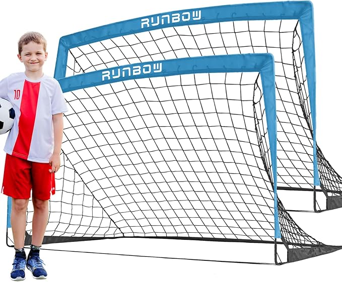 RUNBOW 5x3 ft Portable Kids Soccer Goal for Backyard Practice Soccer Net with Carry Bag
