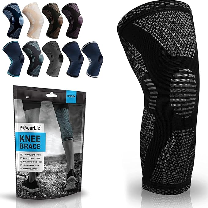POWERLIX Leg Sleeve - Best Knee Brace for Leg Pain for Men & Women Knee Support for Running, Basketball, Volleyball, Weightlifting, Gym, Workout, Sports Please Check Sizing Chart