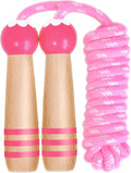 Jump Rope Kids Boys and Girls Children’s Adjustable Cotton Skipping Rope with Wooden Handle for Fitness Training Exercise Outdoor Activity