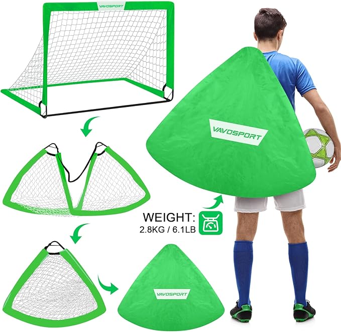 Kids Soccer Goals for Backyard Set - 2 of 4' x 3' Portable Soccer Goal Training Equipment, Pop Up Toddler Soccer Net with Soccer Ball, Soccer Set for Kids, Youth Outdoor Games, Sports, Play